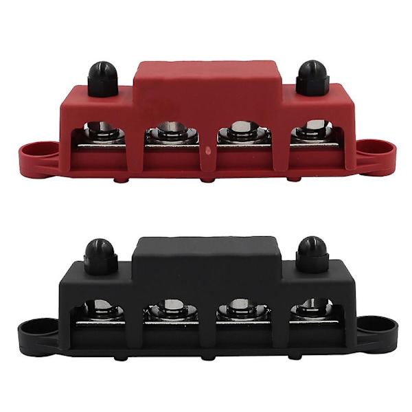 2 st M8 M10 250A 4-polig strömfördelningsblock Terminalbultar Kopplingsskena Batteri för bil Rv-Ma db red  Black