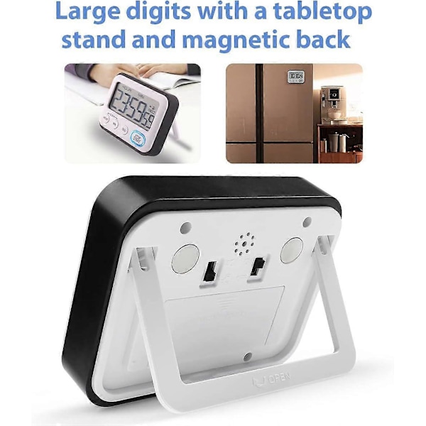 Kökstimer Alarmklocka Multifunktionell Digital Matlagningstimer med Stor LCD-Display Magnetisk Stoppur Timer med Klocka Alarmklocka Magne [Db]