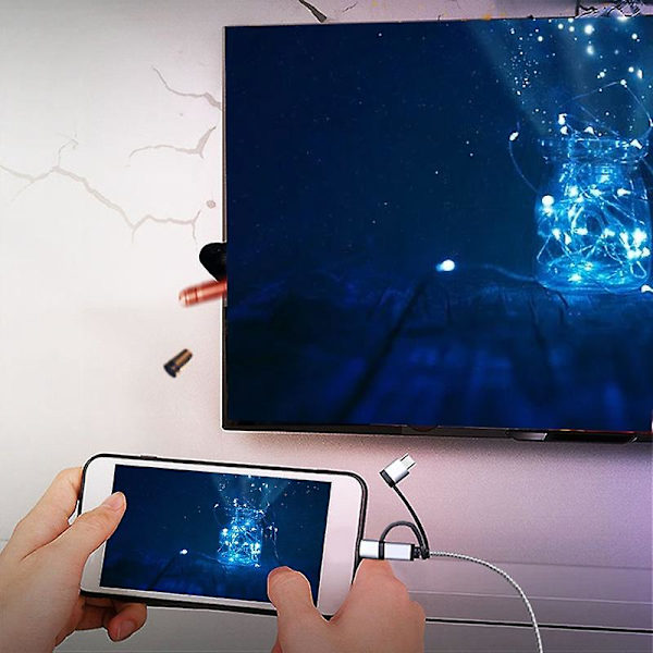 Db -usb Typ C till 3 i 1 2k Hdtv Tv-kontakt Usb-adapterkabel för bildskärm Ipad Android Smartphone