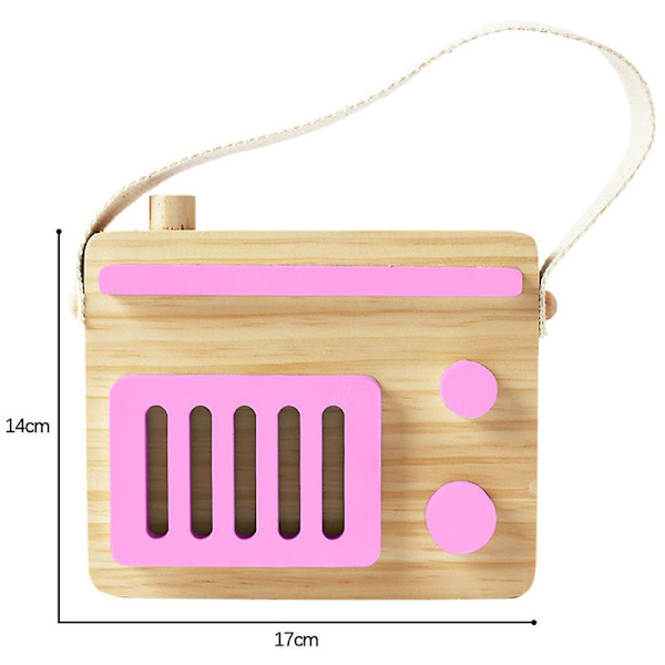 Baby Toy Trä Mini Radio Leksak Lärande Foto Rekvisita Rum Dekor För Pojkar Flickor Vit db pink 17x14cm