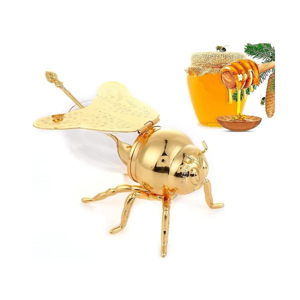 Lyxiga metallhonungsbehållare med honungsburk dekorativ prydnad för förvaringsguld