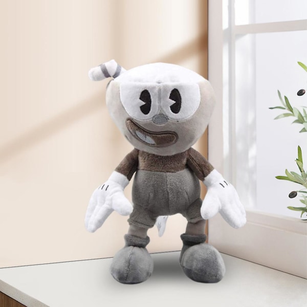 \"Cuphead og Mughead plysj - 9,84\"\"\"\" Myke plysj utstoppede dukker Cupman Mugman leketøy grå+brun\" [DB] Grey+Brown