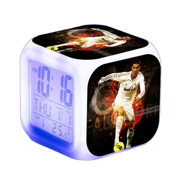 Cristiano Ronaldo väckarklocka 7-färger byter nattljus sovrumsdekoration studentklocka present DB B