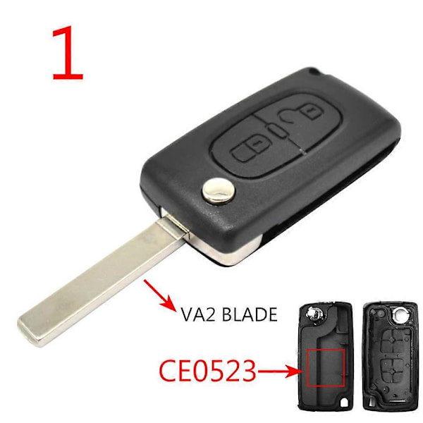 Bilnøkkel Fjernkontroll Flip Nøkkelhus 2 Knapper CE0523 CE0536 For Peugeot 308 207 307 3008 5008 807 For Citroen C2 C3 C4 C5 C6 C8 [Db] Model 1