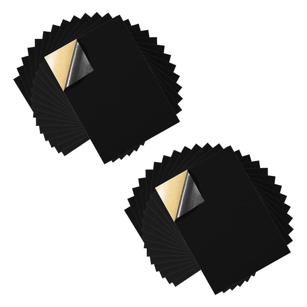 60 stk selvklebende filtstoff Fløyelsstoff klebrige ark Myk fløyelsskuffinner, A4-størrelse, 11,69 X 8,27 tommer (svart)