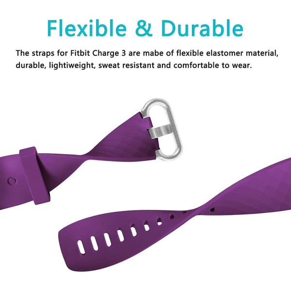 2-packs ersättningsrem kompatibel med Fitbit Charge 3 Rem/fitbit Charge 4 Rem, Mjuka Sports Watch Armband Armband För Kvinnor Män, Liten Stor