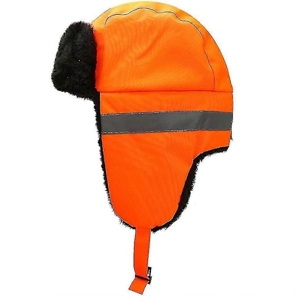 Høj Synlighed Sikkerhedsarbejdshat Vintervarm Øreklapper Fleece Fluffy Hat db Orange