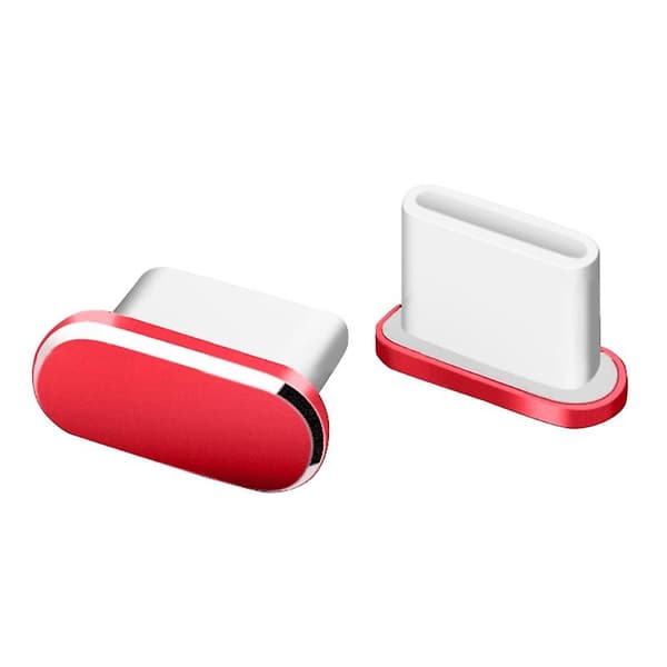 1 stk. Aluminiumsstøvkappe til alle Type-C-porte til støvforebyggelse [DB] Red