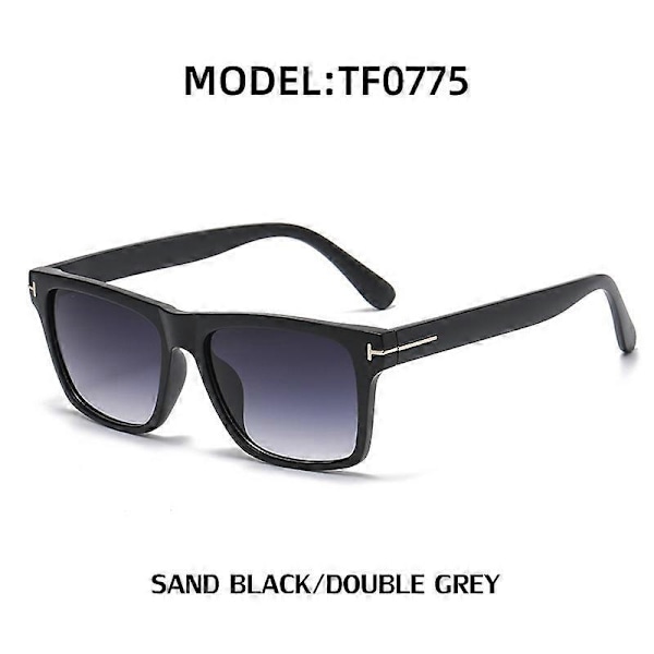 nytt mode tom brand tf rektangel solglasögon kvinnor män 2022 lyx designer hög kvalitet Ins populära oculos de sol [DB] black-gray uv400