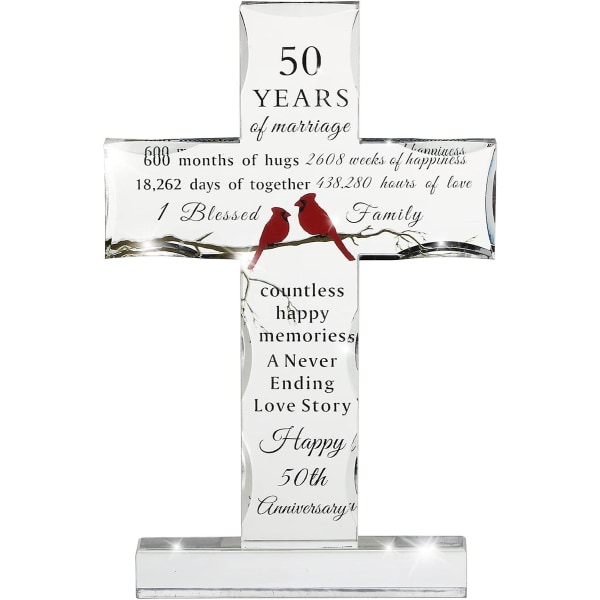 50-års bröllopsdag Religiös gåva - Standing Cross Minnesak i akryl - 50 års äktenskapspresent för par - bröllopspresent till fru, make, par