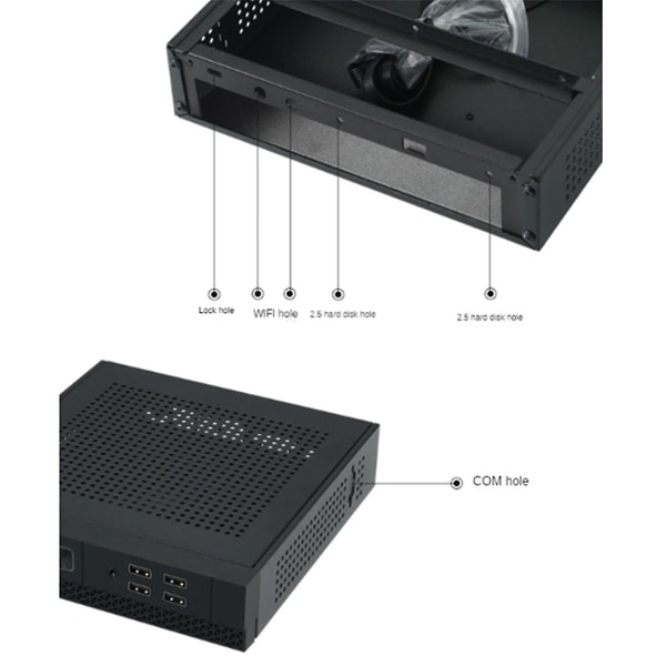 Mini Itx Case Htpc Host Chassis Usb2.0 Itx Kapsling Industriell kontrollchassi för kontor