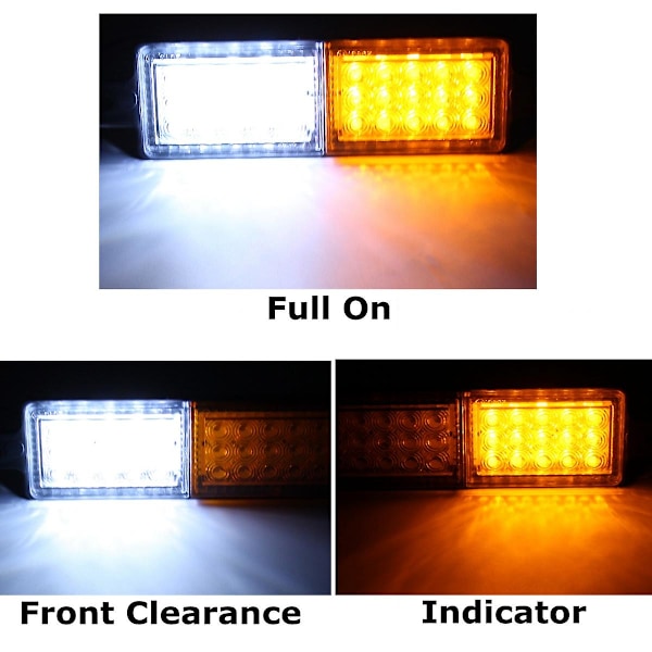 2X Universal 30 LED Bullbar Frontblinklys Sidemarkerlampe 10-30V Parklys [DB] Amber  White