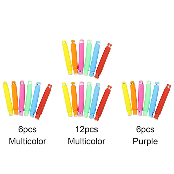 2023 Uusi, 6 kpl Fidget Pop Tube -leluja Aikuisille Venytä Putki Aistihavaintolelu Led Valo Ylös Lapsille Db Multicolor 6pcs