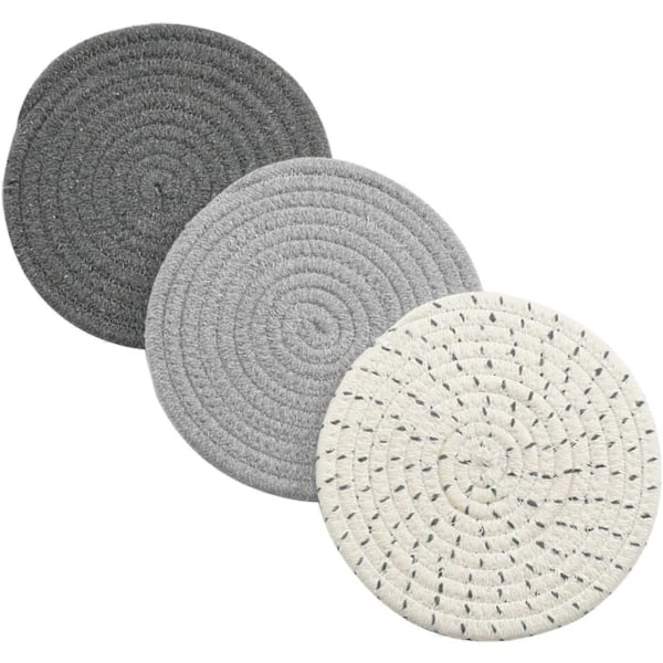 Grytlappar Set Trådväv Varma Grytlappar Set (Set om 3) Stilrena Underlägg, Värmeunderlägg, Skedstöd För Matlagning och Bakning Diameter 18 cm db