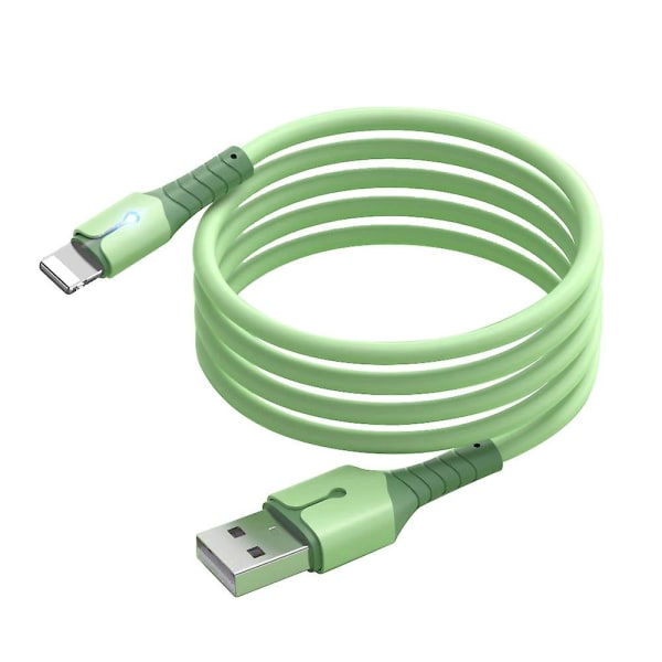 2m USB-A til Lightning ladekabel flytende silikon datakabel ledning med indikatorlys db Green Style A