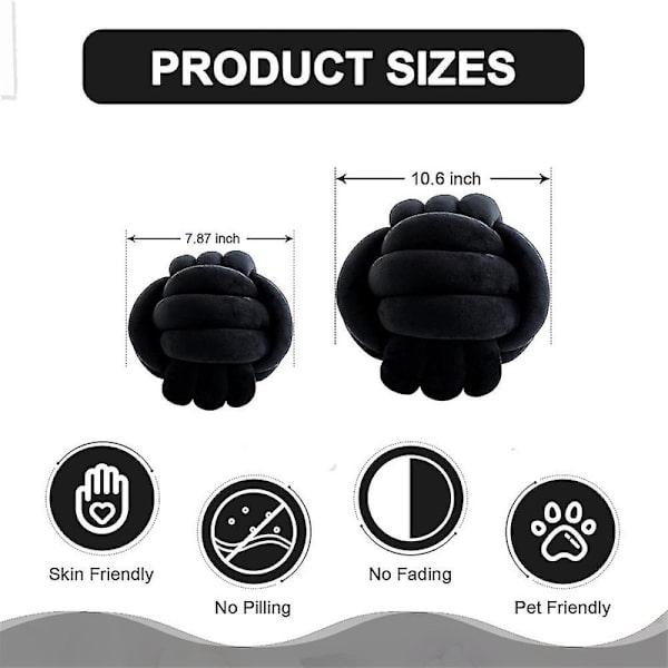 Knot Ball Throw Pillow, Rundt Knutet Plysj Pynte Pute For Preppy DB Black 20CM