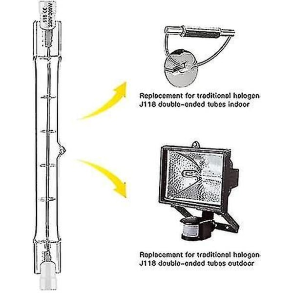 5-pack R7s Halogenlampa 118mm 200W 230V, R7s Halogenstav 118mm, Dimbar Halogenlampa R7s för Byggnadsbelysning {DB}