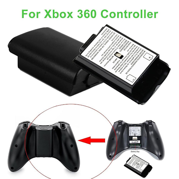 Fornnerg 2 stk. AA Batteri Plastik Hård Bagside Cover Case Beskytter Kompatibel Xbox 360 Controller db Black