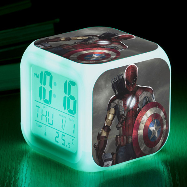 Captain America Led hehkuva digitaalinen herätyskello - digitaalinen herätyskello