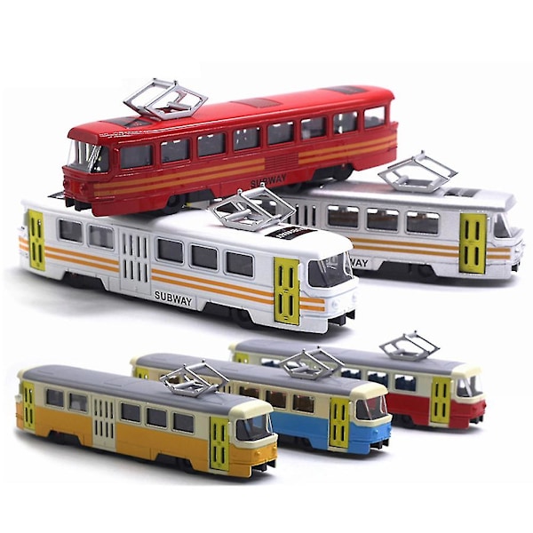 Naievear Klassisk Tog Tram Diecast Tilbage Træk Model Med LED Musik Udviklings Børn Legetøj db Blue Grey