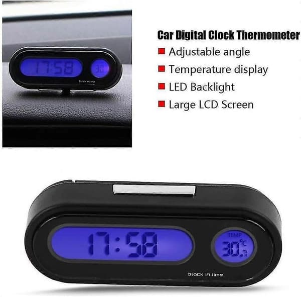 2 i 1 Bil Fordonsinteriör Mini Elektronisk Klocka LED Digital Cl [DB]
