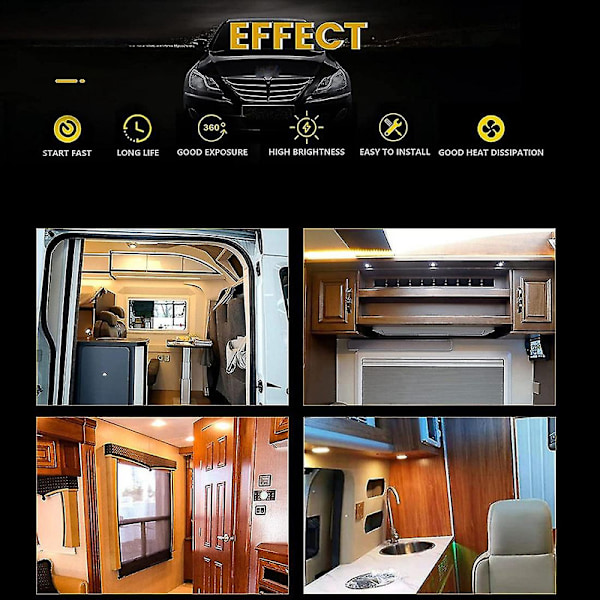 12 st G4 Puck Lights LED-lampor Sidpinne Bas Rund G4 5050 12smd LED Rv Camper Ljus Hemläsning L [DB]