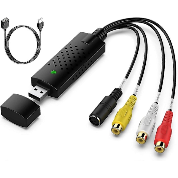 VHS til Digital Konverter, USB 2.0 Videoopptakskort, Gammel VHS VCR Mini DV Hi8 DVD til Digital Konverter for MAC/PC, RCA til USB Video [DB]