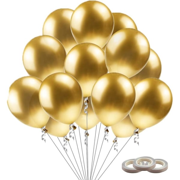 50 stk skinnende gull lateks ballonger for bursdagsdekorasjoner