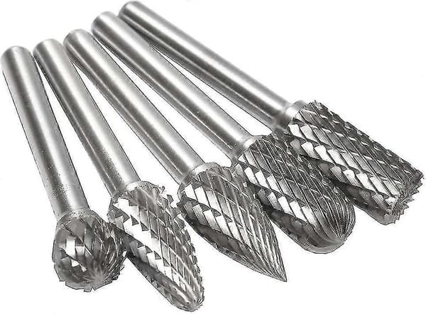 5 stk. 6mm Skaft 10mm Hode Wolframkarbid Dobbelkuttende Roterende Filsett - CE db