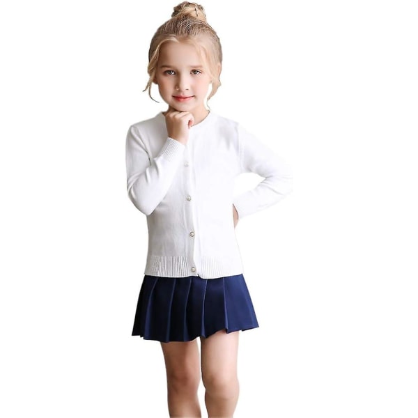 Girl Cardigan Sweater - Knäppta skoluniformstickade toppar