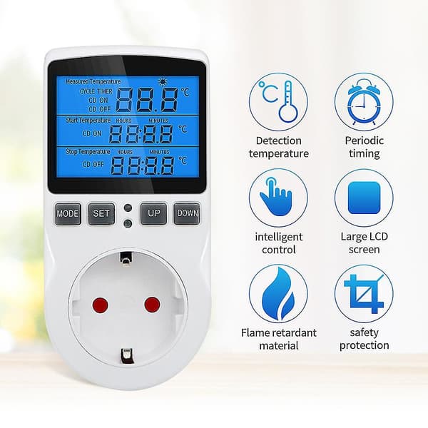 R Socket Digital Temperaturstyret Stikkontakt Med {db}
