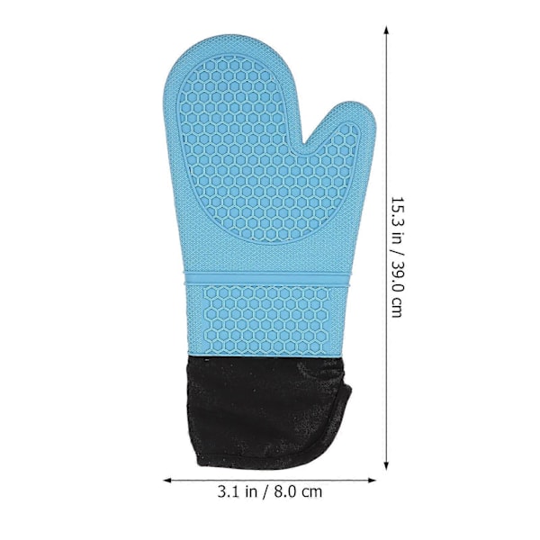 2 stk. Silikon Grydelapper Grillhandsker Mikrobølgeovnshandsker Børnehandsker Picnic Grillhandsker {Db} Blue 39X8X2CM