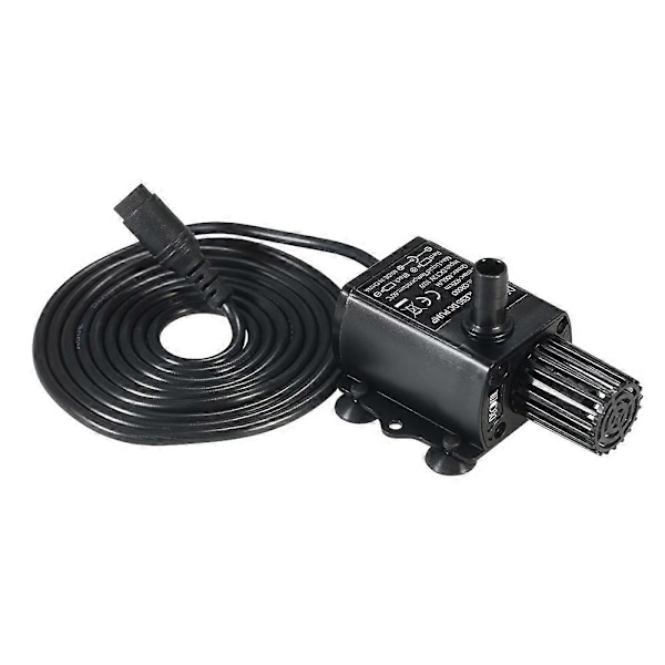 Ultra-støjsvag mini dc12v 10w børsteløs vandpumpe med 5.5*2.1mm hun vandtæt nedsænkbar fontæne [DB] Black 10W