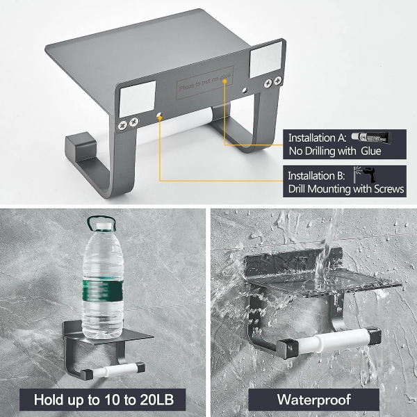 Toalettpappershållare Toalettpappershållare Väggmonterad Toalettpappershållare Toalettpappershållare, Grå Metall
