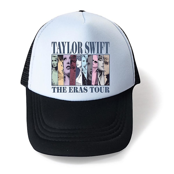 Taylor Swift-inspirerade kepsar för barn, pojkar och flickor, halvnät, snapback, truckerkeps, sommar, baseballkeps, justerbar, present [DB] Black and White