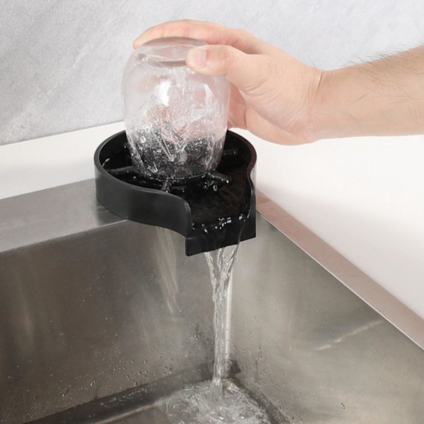 Automatisk diskbänksspolmaskin för enkel installation Starkt tryck Mini rostfritt stål Bar Push-typ Glasrensare för bar  [dB} Black
