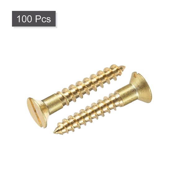 100 st M4 x 25 mm plattskruvar med slits i mässing
