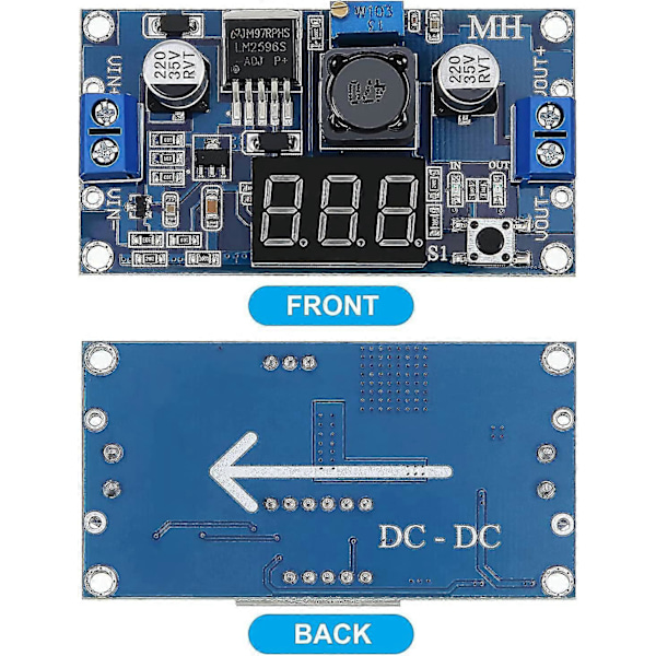 2st dc-dc buck spänningsomvandlare strömförsörjningsmodul nedtrappningsbar justerbar stabil 12v till 3.3v, 12v till 5v, 24v till 5v, 24v till 12v, 36v till 24v [DB]