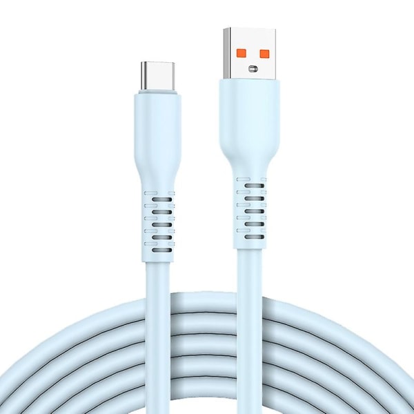 1m USB til Type-C 6A Hurtiglading Ledning Candy Farge Silikon Datakabel db Blue Style A