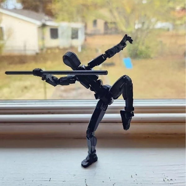T13 Action Figure, Titan 13 Action Figure med 4 typer av vapen och 3 typer av händer, 3D- printed flerledad rörlig T13 Action Figur Db Black
