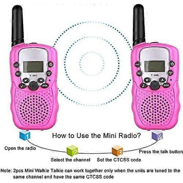 2 x Walkie Talkie for Kids, 2-veis radio med 8 kanaler, LCD-skjerm, lommelykt, VOX, 10 ringetoner, kanalblokkering, Talky db-gave