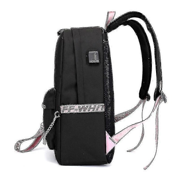 Blackpink Ryggsäck USB Laddningsbar Ryggsäck Student Skolväska {Db} Black