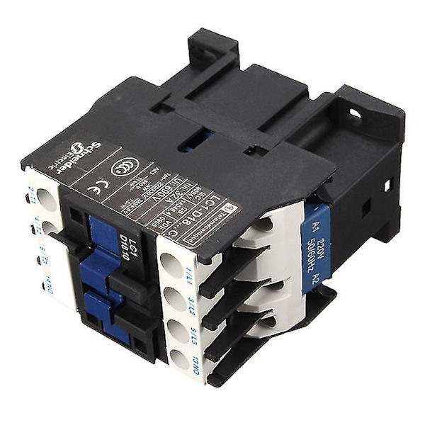 AC-kontaktor AC220V spole 18A 3-fas 1NO 50/60Hz motorstartrelä LC1 D1810 svart  [dB}