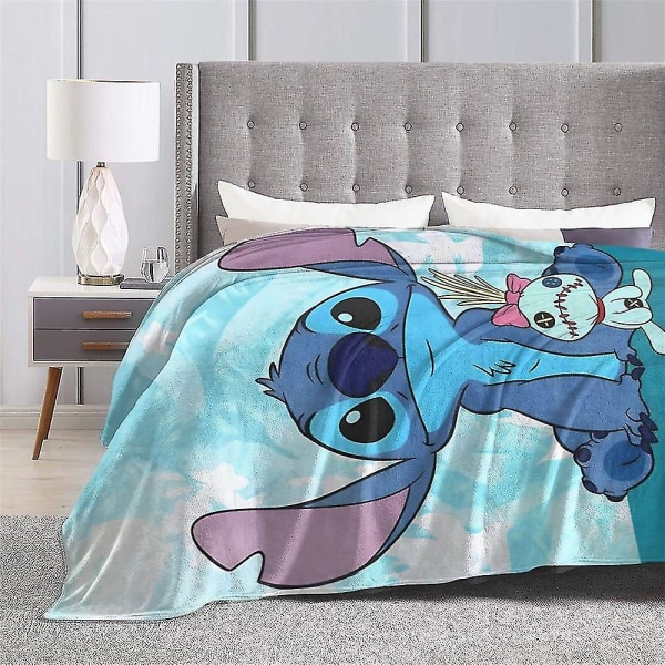 Lilo & Stitch tegneserietryktæppe Blødt varm fleece-flanelltæpper Sovesofa Bilkast Fødselsdagssøm Viftegaver [dB} A 150x200cm