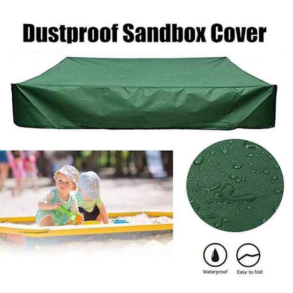 Sandkasseovertræk Vandtæt Støvbeskyttelse UV-beskyttelse Firkantet Pool Cover med snøre til sandkasse, legetøj og møbler db Green 180*180cm