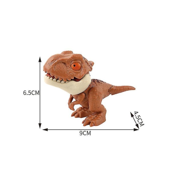 Mini Actionfigurer Fingerbitande leksaker Jurassic Dinosaur Park Ryggsäck Hänge Snap Squad T-rex Dino Bite Hand Barn Pojkar Leksaker Db Brown Tyrannosaurus Rex