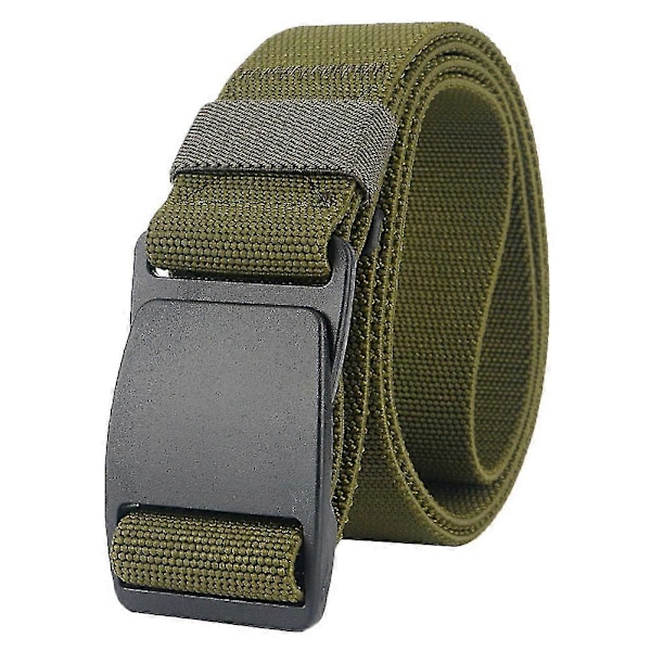 Herre Stretch Bælte Usynligt Casual Web Bælte Hurtig Udløsning Fladt Plastspænde db Army Green