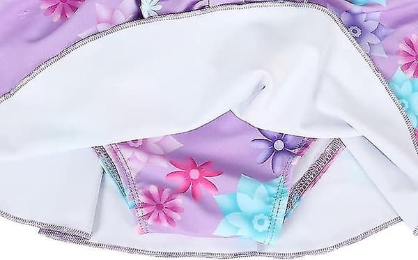 Blommig baddräkt för flickor, tvådelad bikini (Lila, 110)[DB]