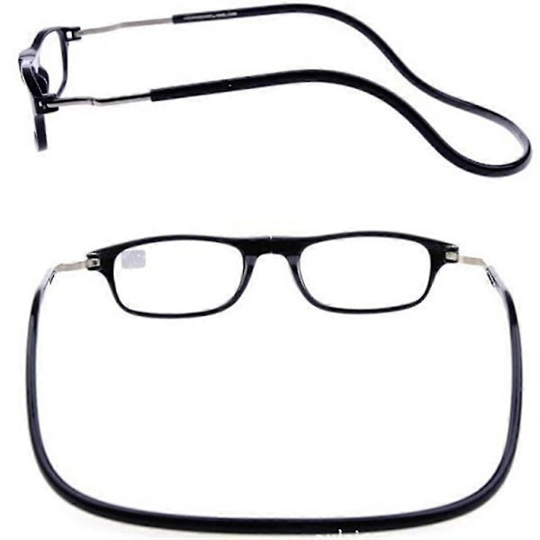 2025 Hängande Vikbara Magnetiska Läsglasögon Glasögon Front Click Connect Nacke NY [DB] 100 TORTOISESHELL
