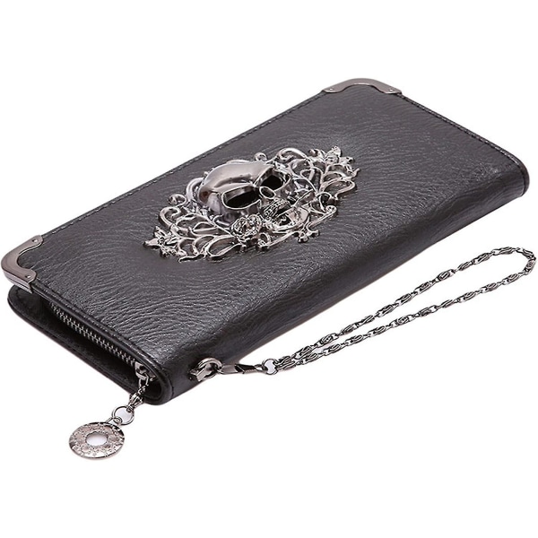 Kvinder Lang Skull Punge Gotisk Pung Til Kvinder Pu Læder Clutch Pung Taske Skull Håndtaske Gave
